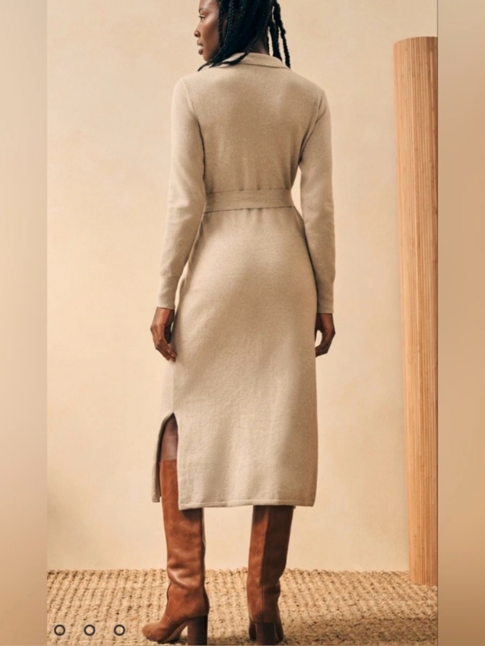 Faherty Jackson Sweater Dress in Oatmeal Heather. - Picture 3 of 12